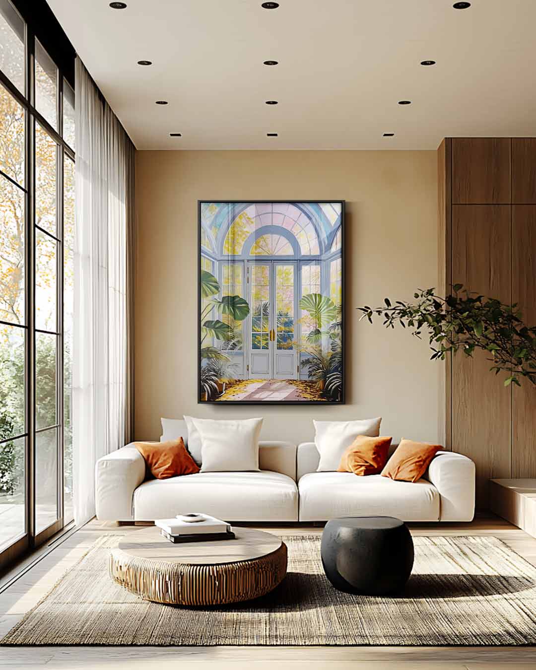 Serene Wintertuin Kunstwerk-canvas-dibond-plexiglas-wanddecoratie-WallArtistic