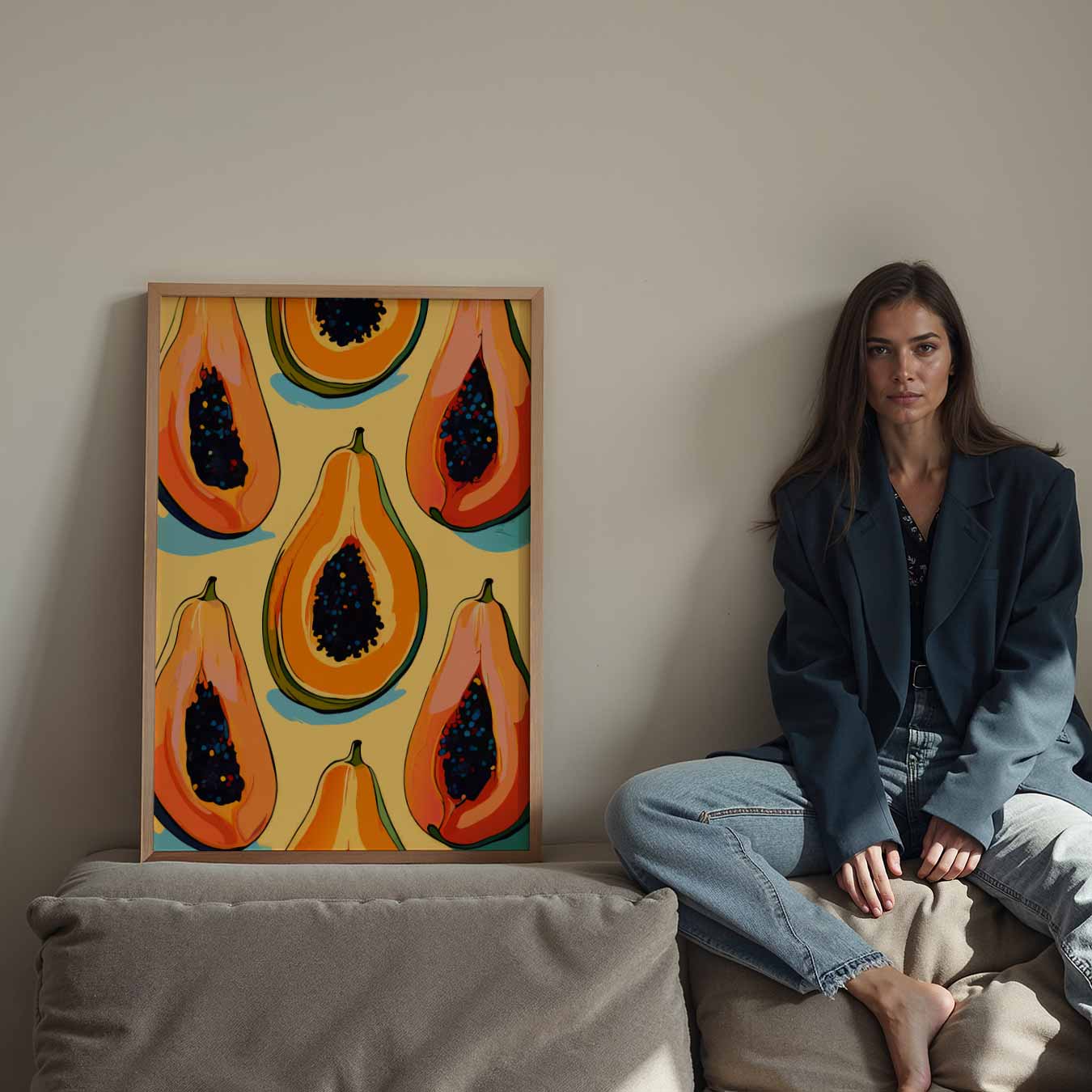 Tropische Papaya Illustratie Poster-WallArtistic