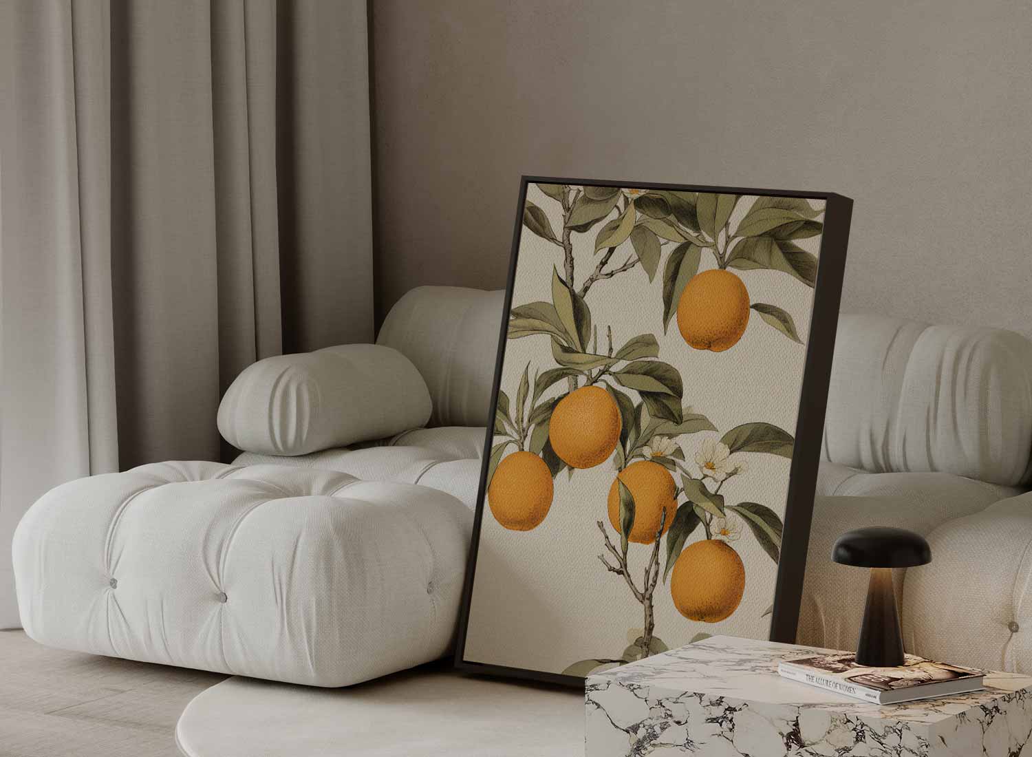 Zonnige Sinaasappelboom Illustratie Kunstwerk-canvas-dibond-plexiglas-wanddecoratie-WallArtistic