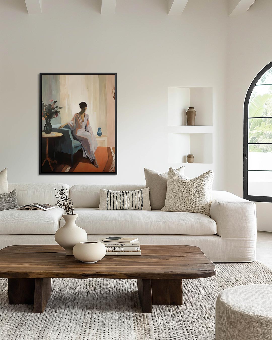 Vrouw in interieur Kunstwerk