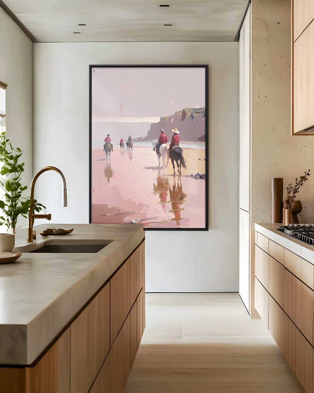 Strandrit bij Zonsondergang Kunstwerk-canvas-dibond-plexiglas-wanddecoratie-WallArtistic