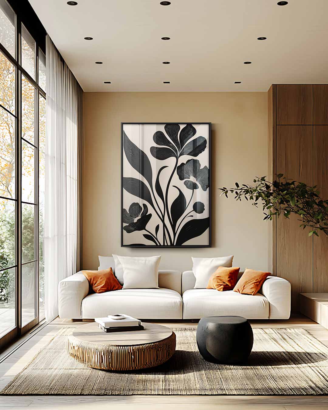 Bloemenpracht in Zwart-Wit Kunstwerk-canvas-dibond-plexiglas-wanddecoratie-WallArtistic