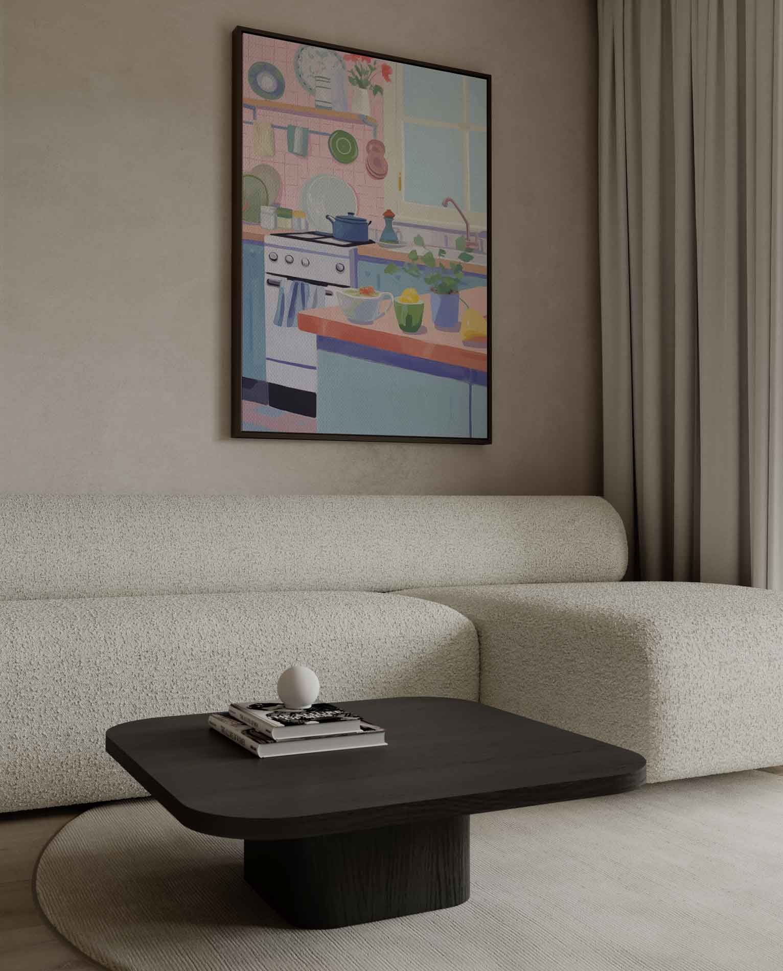 Kleurrijke Keukenidylle Kunstwerk-canvas-dibond-plexiglas-wanddecoratie-WallArtistic