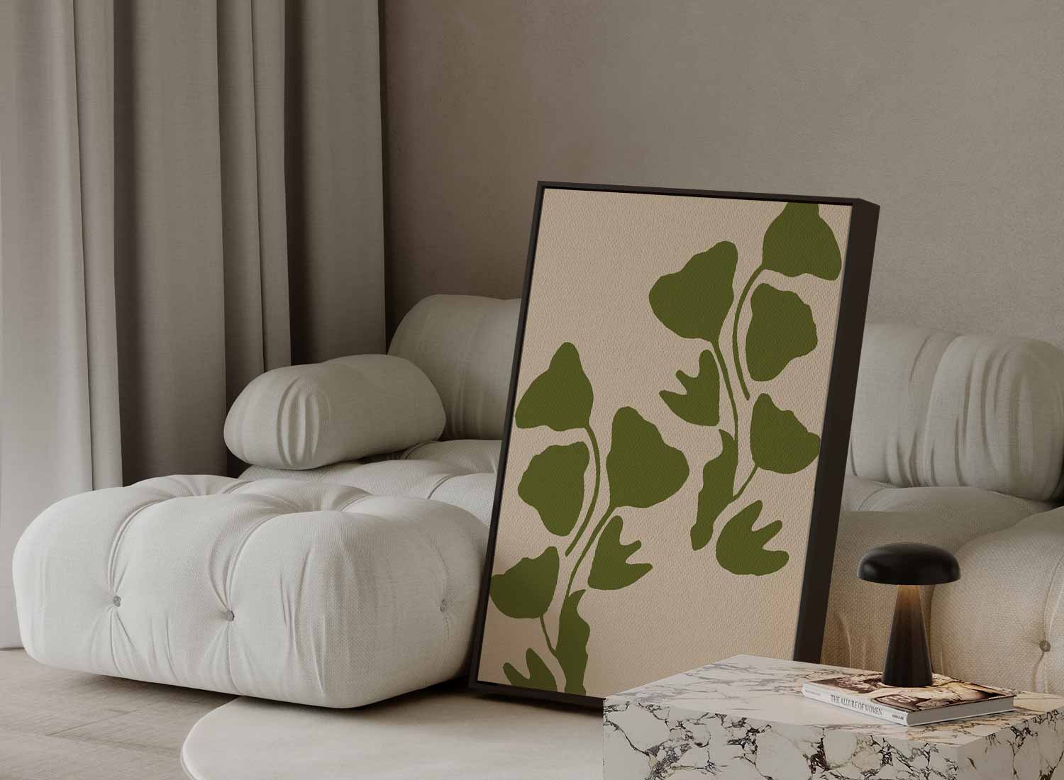 Groene Ginkgo Bladeren Kunstwerk-canvas-dibond-plexiglas-wanddecoratie-WallArtistic