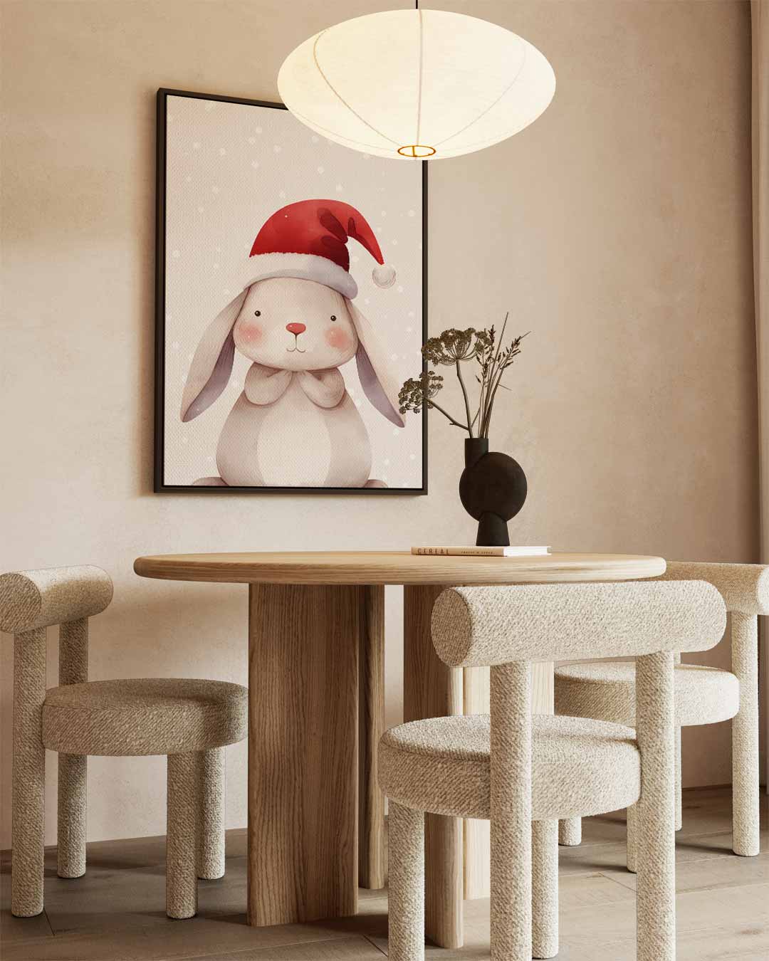 Kerstkonijn in Sneeuw Kunstwerk-canvas-dibond-plexiglas-wanddecoratie-WallArtistic