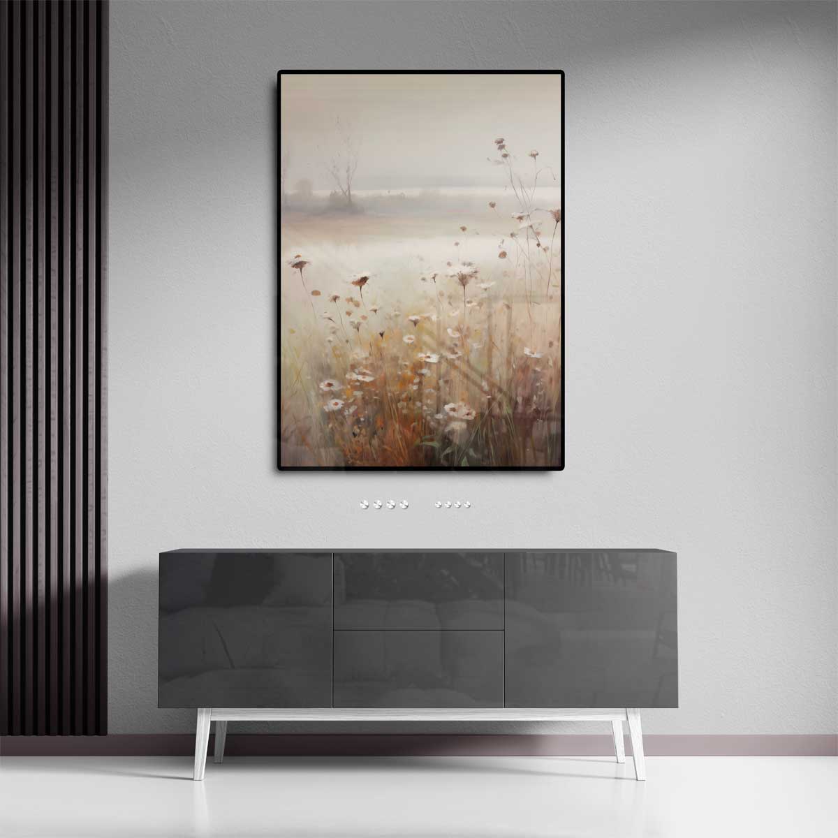 Mistige Bloemenweelde in de Ochtend Kunstwerk-canvas-dibond-plexiglas-wanddecoratie-WallArtistic