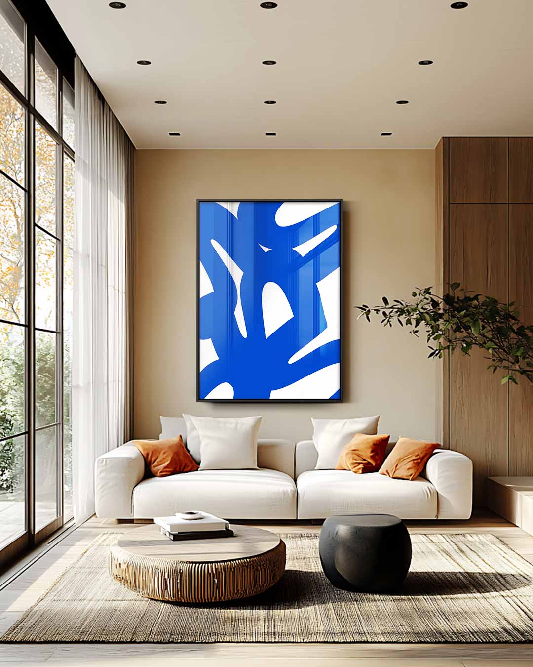 Dynamische Blauwe Krabbels Kunstwerk-canvas-dibond-plexiglas-wanddecoratie-WallArtistic