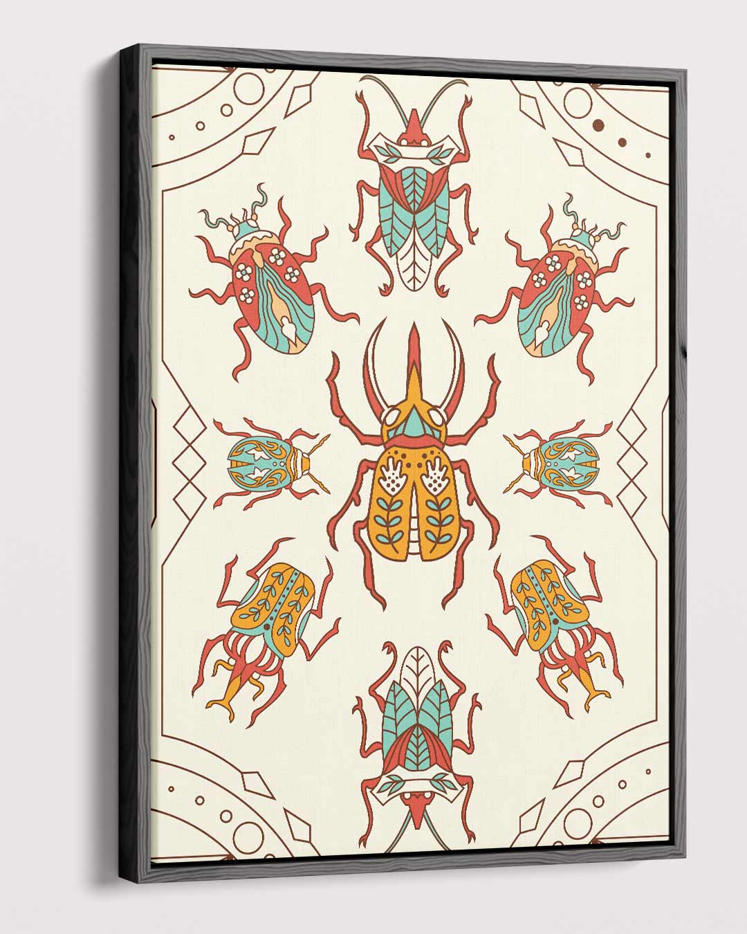 Betoverende Insectenpatroon Illustratie Kunstwerk-canvas-dibond-plexiglas-wanddecoratie-WallArtistic