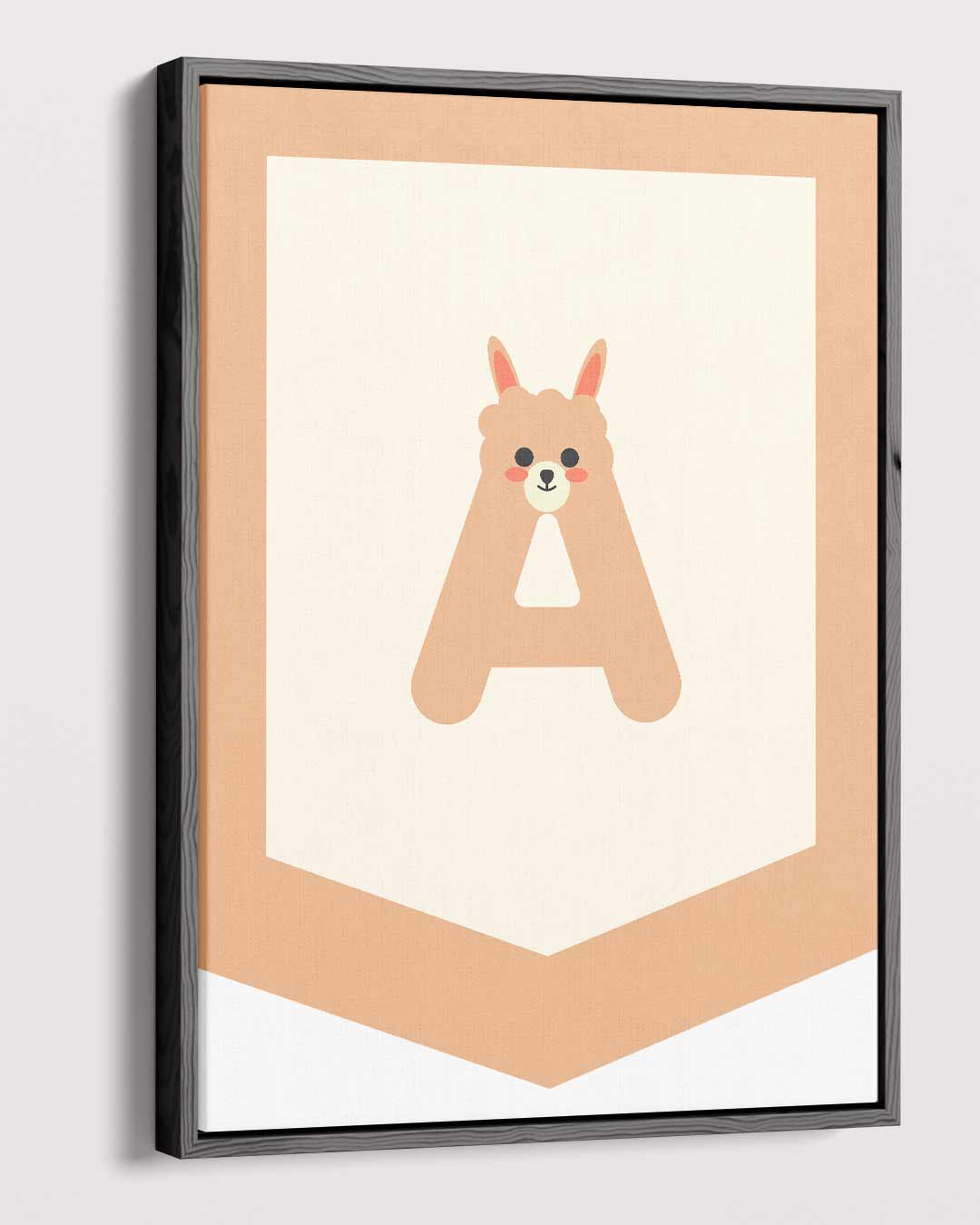 Schattige Alpaca Letter A Kunstwerk-canvas-dibond-plexiglas-wanddecoratie-WallArtistic