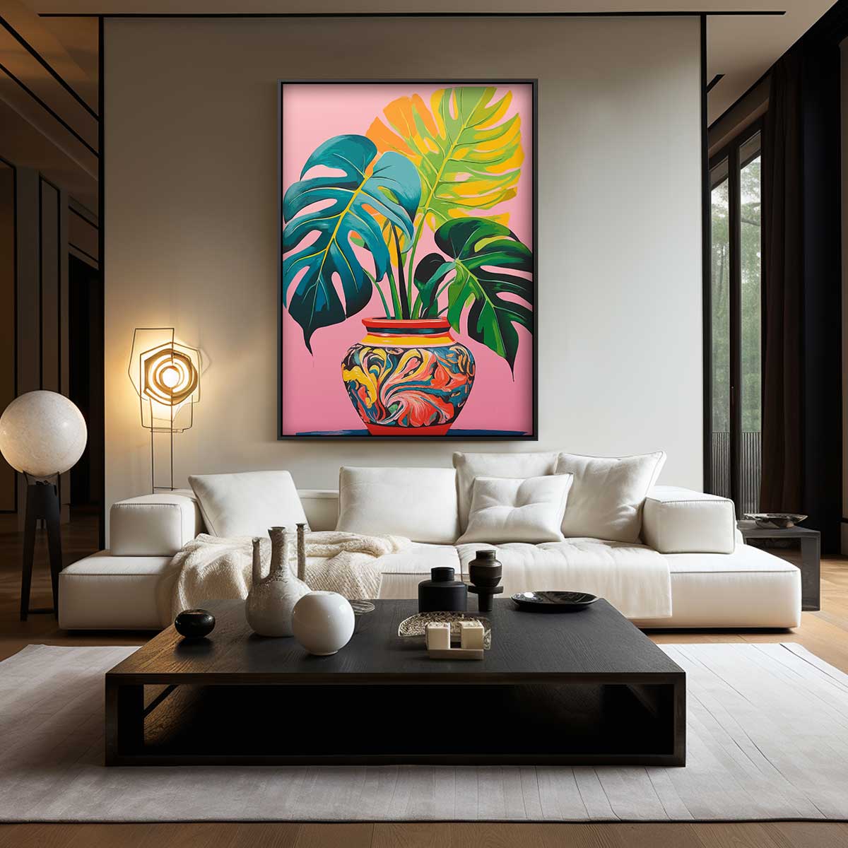 Tropische Schilderij in Vrolijke Kleuren Kunstwerk-canvas-dibond-plexiglas-wanddecoratie-WallArtistic