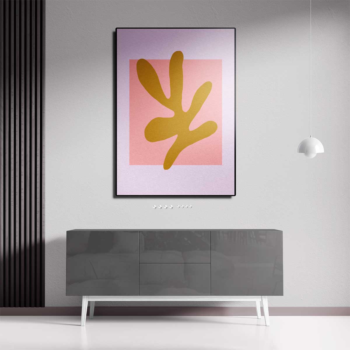 Abstracte Vormen in Oker en Roze Kunstwerk-canvas-dibond-plexiglas-wanddecoratie-WallArtistic