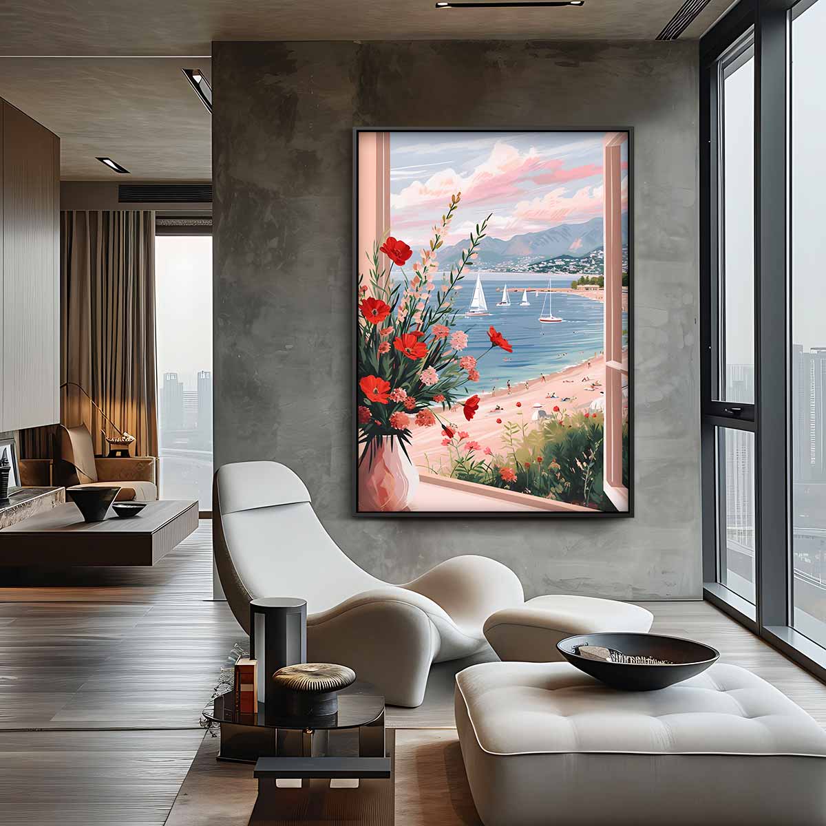 Zomeruitzicht vanaf het Balkon Kunstwerk-canvas-dibond-plexiglas-wanddecoratie-WallArtistic