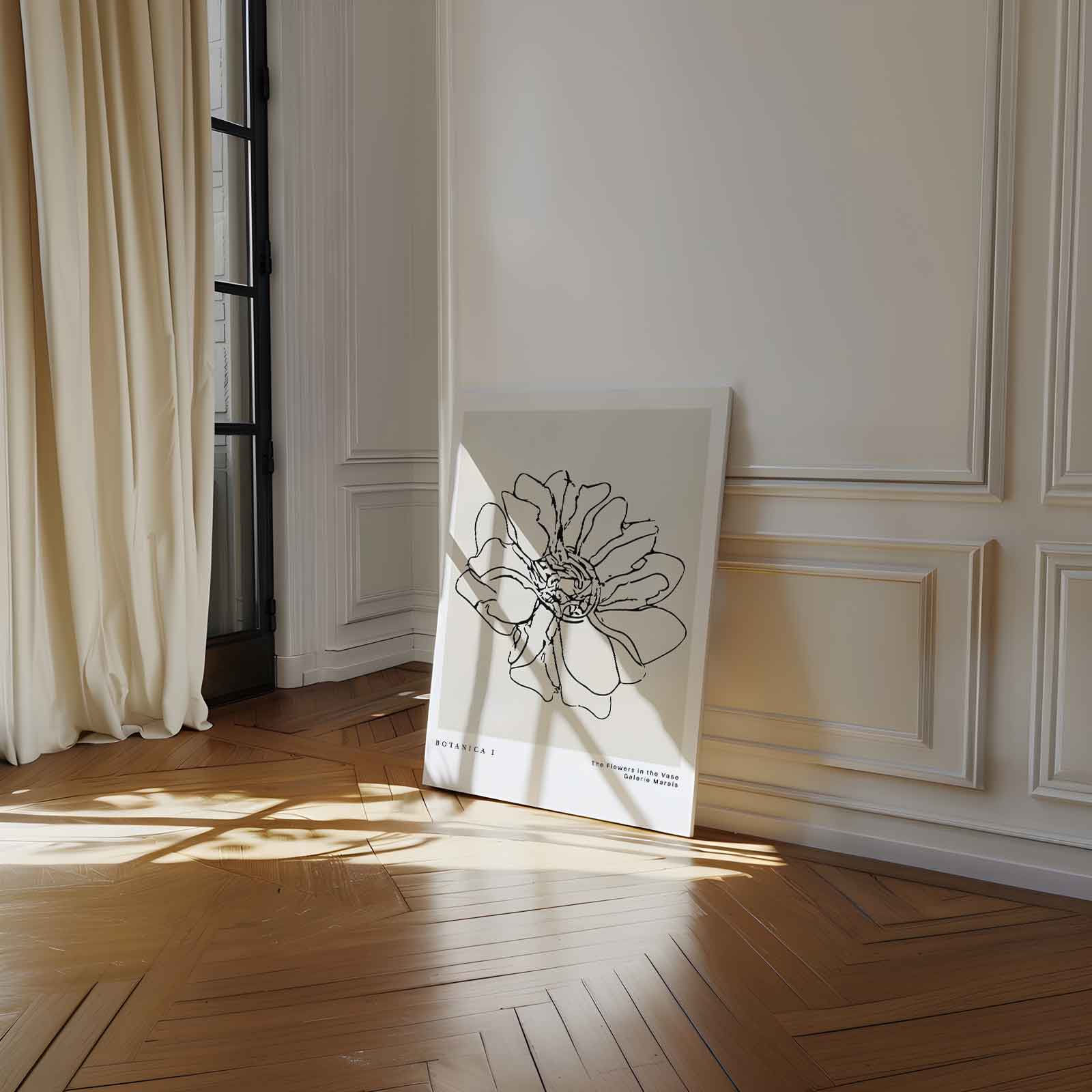 Bloemenkunst in Lijn Kunstwerk-canvas-dibond-plexiglas-wanddecoratie-WallArtistic