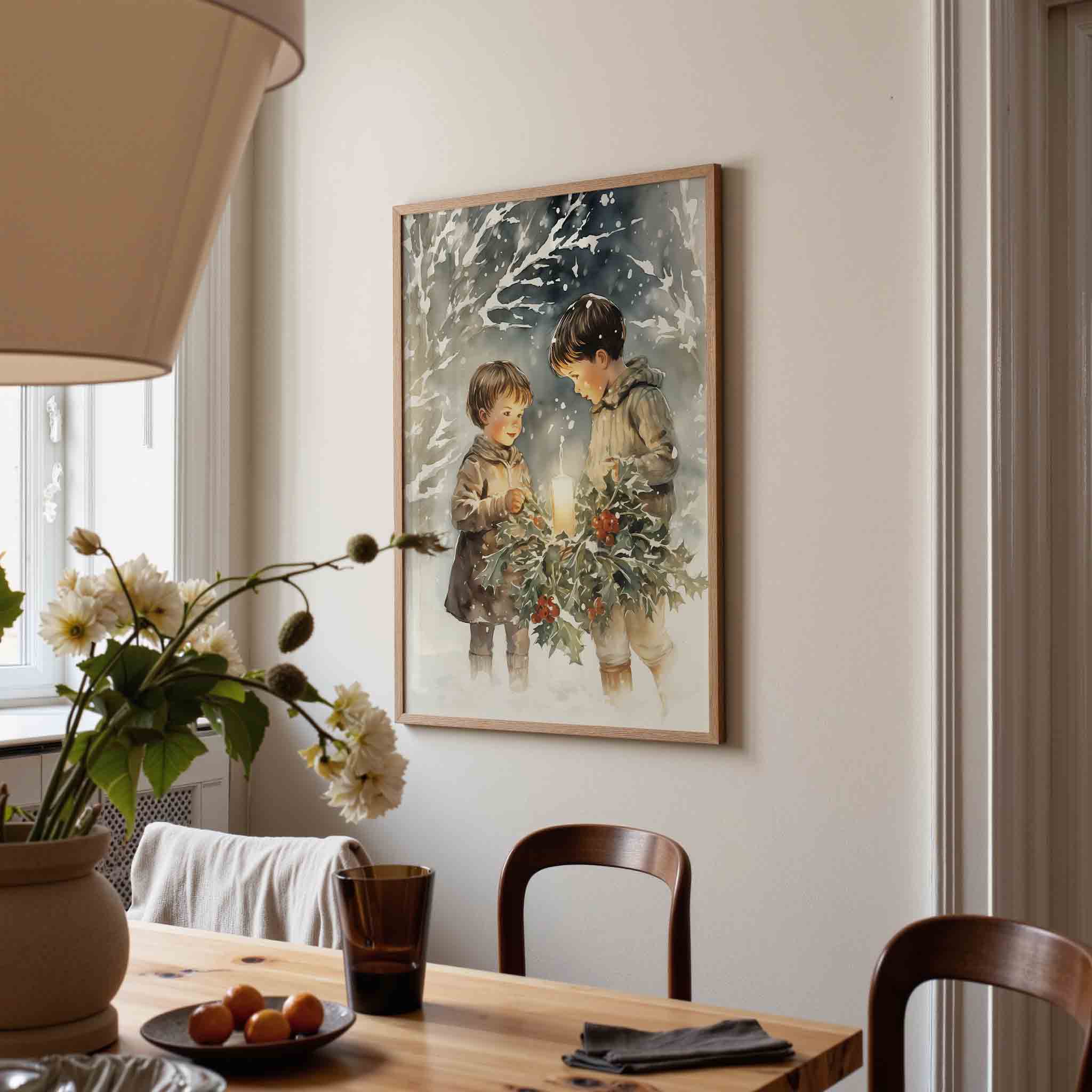Kinderen met kaars Poster