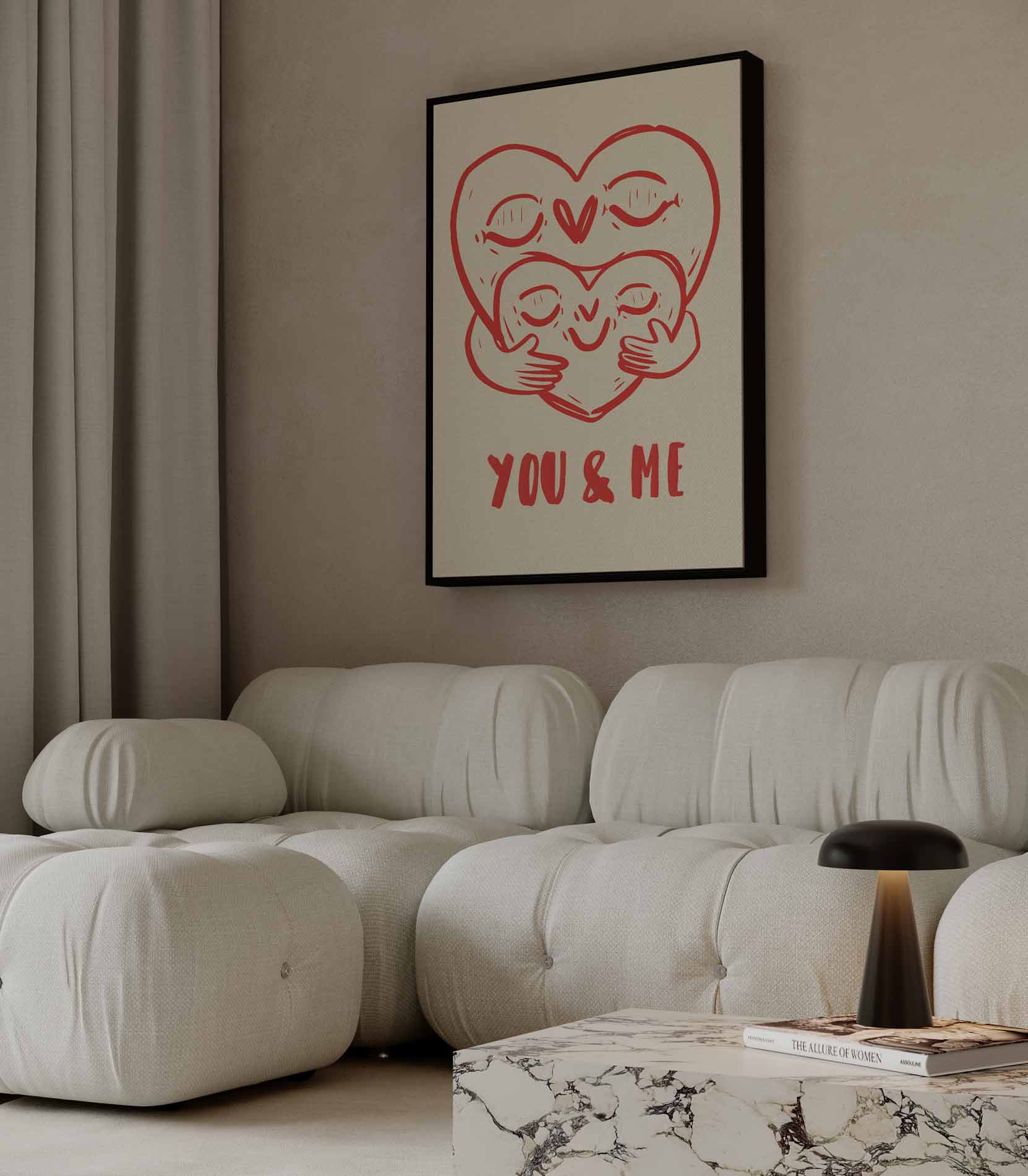 You & Me Knuffelharten Kunstwerk-canvas-dibond-plexiglas-wanddecoratie-WallArtistic