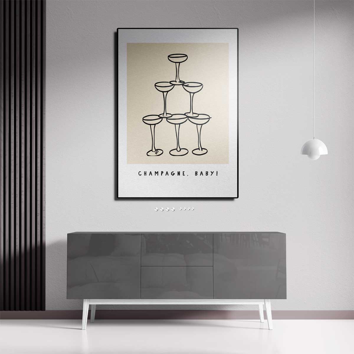 Champagne Toren Illustratie Kunstwerk-canvas-dibond-plexiglas-wanddecoratie-WallArtistic