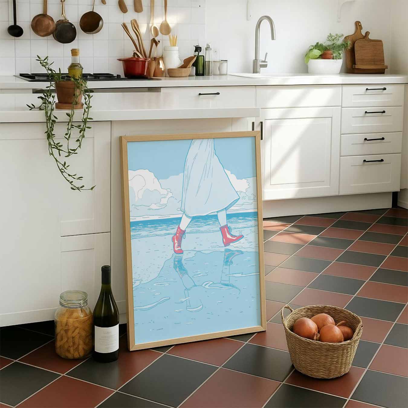 Strandwandeling in Stijl Poster