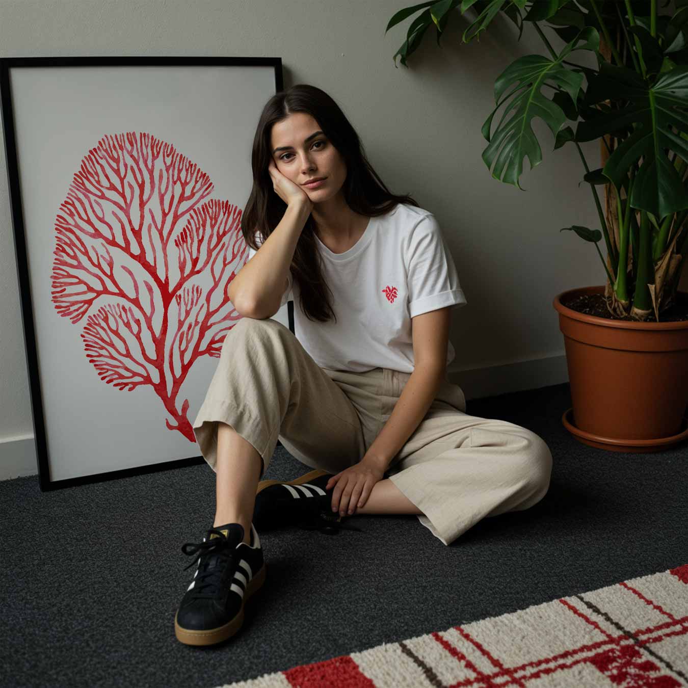 Rode Koraal Kunstposter-WallArtistic