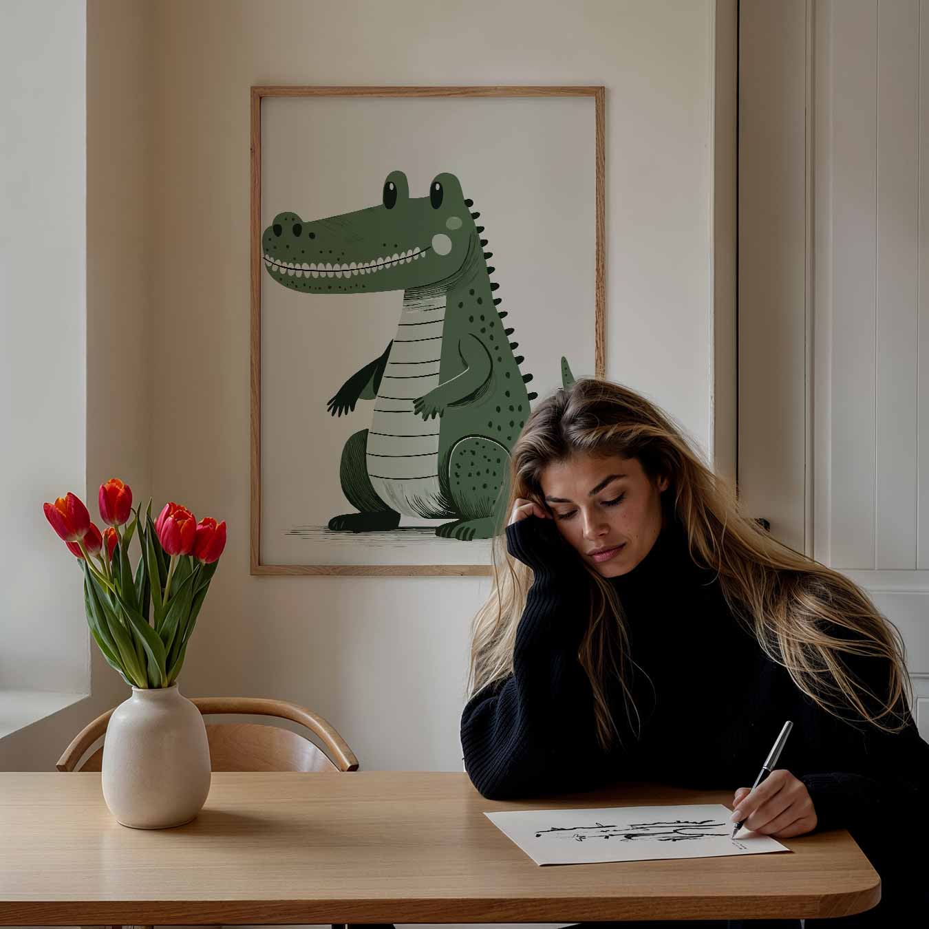Speelse Krokodil Kinderkamer Poster
