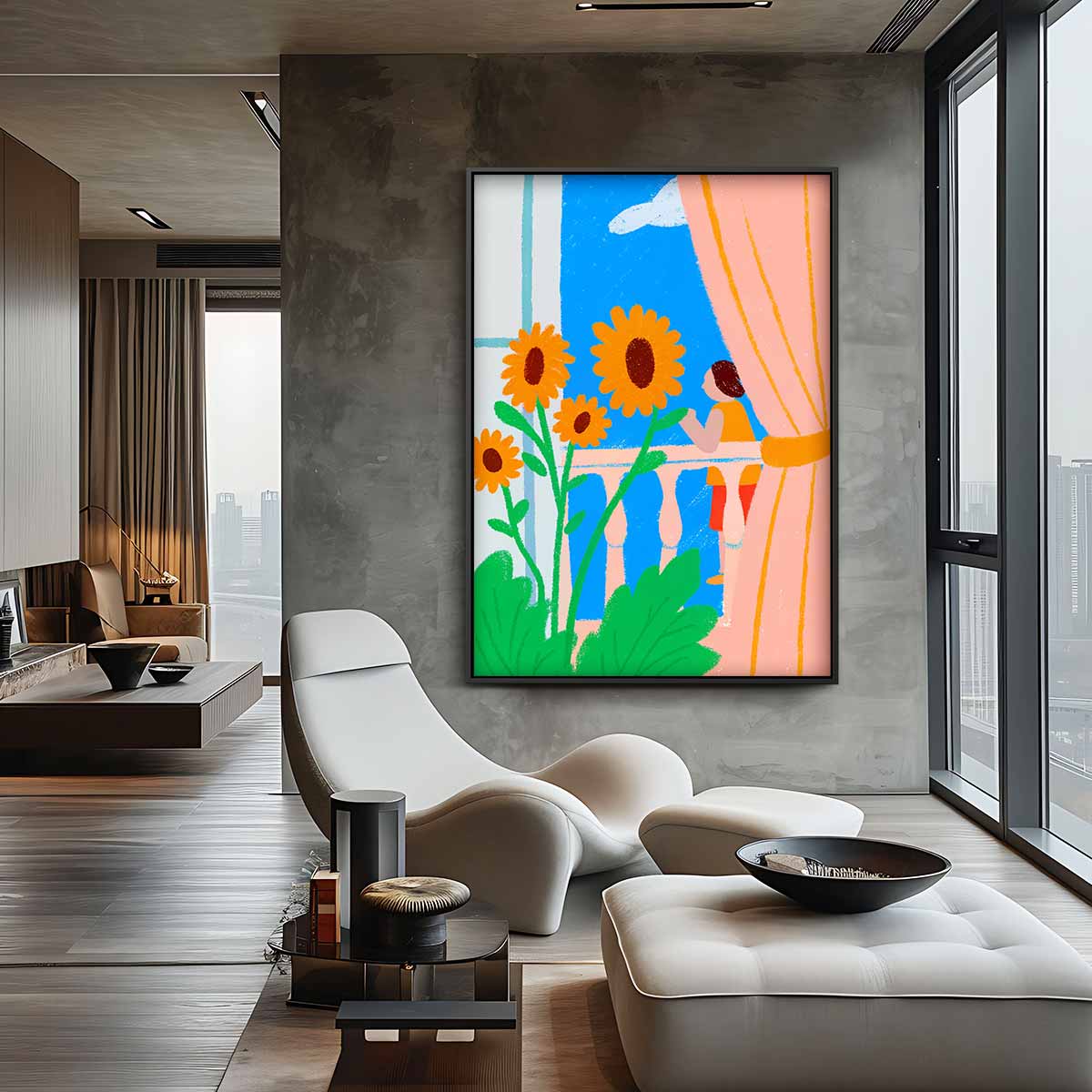 Zomerse Balkonmomenten Kunstwerk-canvas-dibond-plexiglas-wanddecoratie-WallArtistic