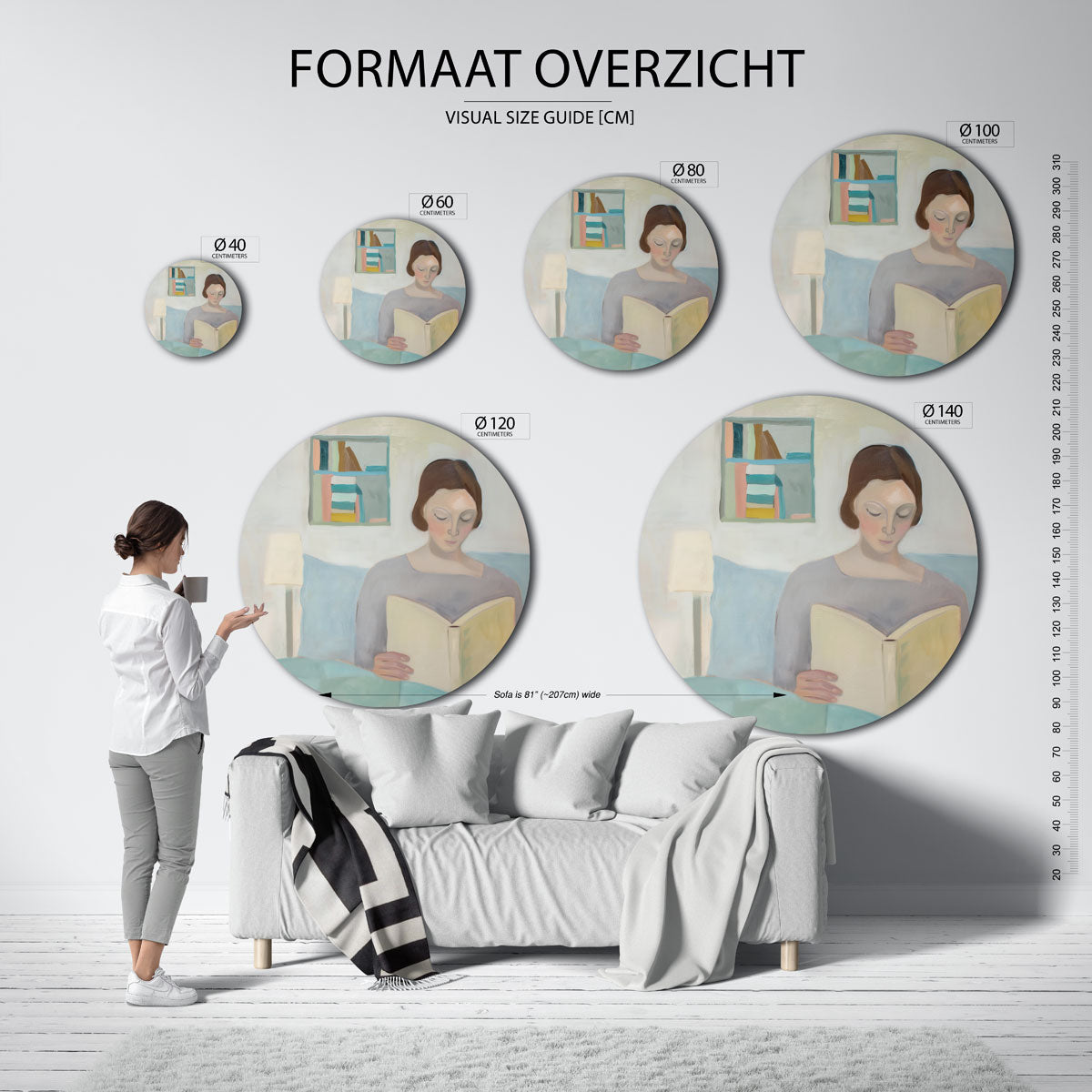 Lezende vrouw Muurcirkel