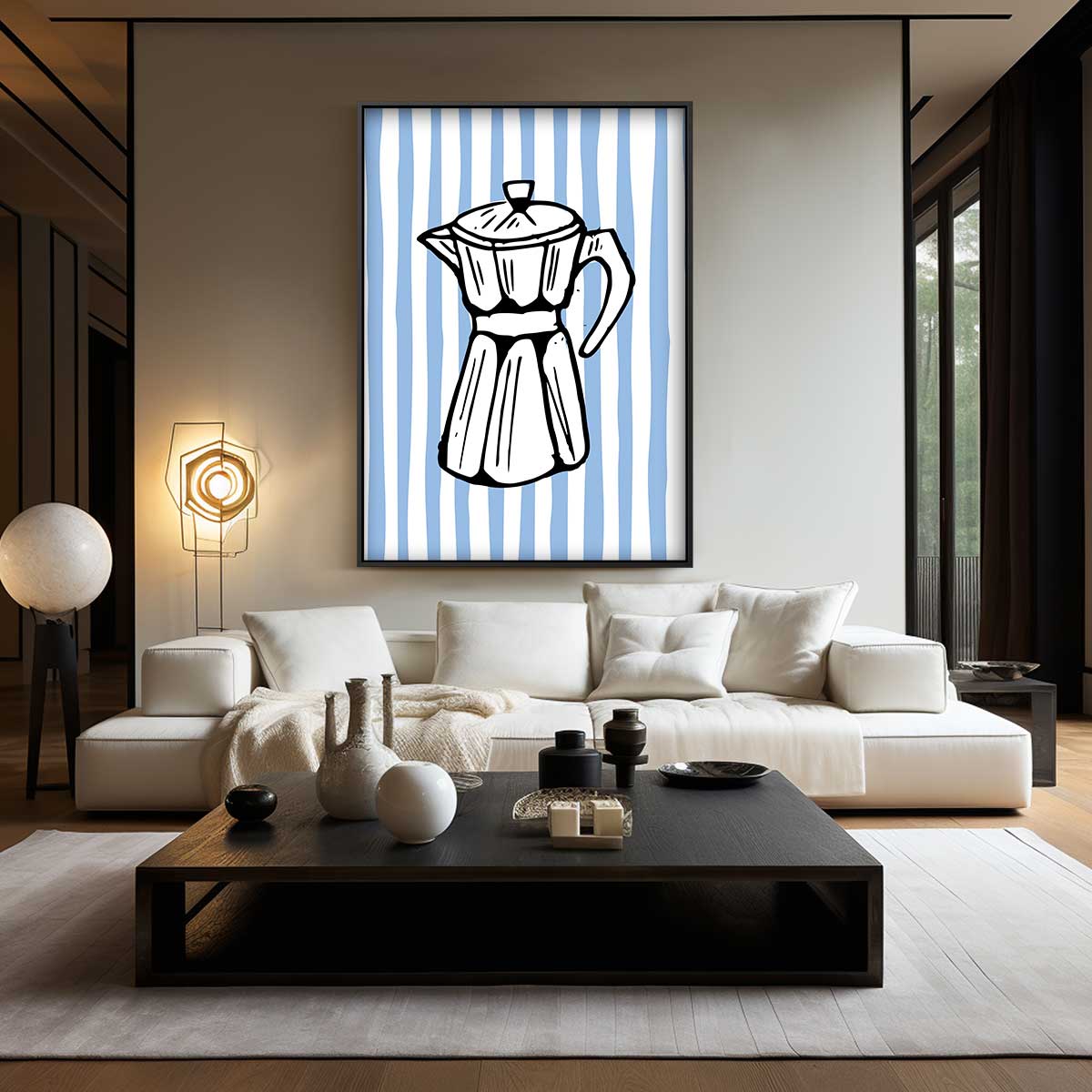 Retro Koffiepot Illustratie Kunstwerk-canvas-dibond-plexiglas-wanddecoratie-WallArtistic