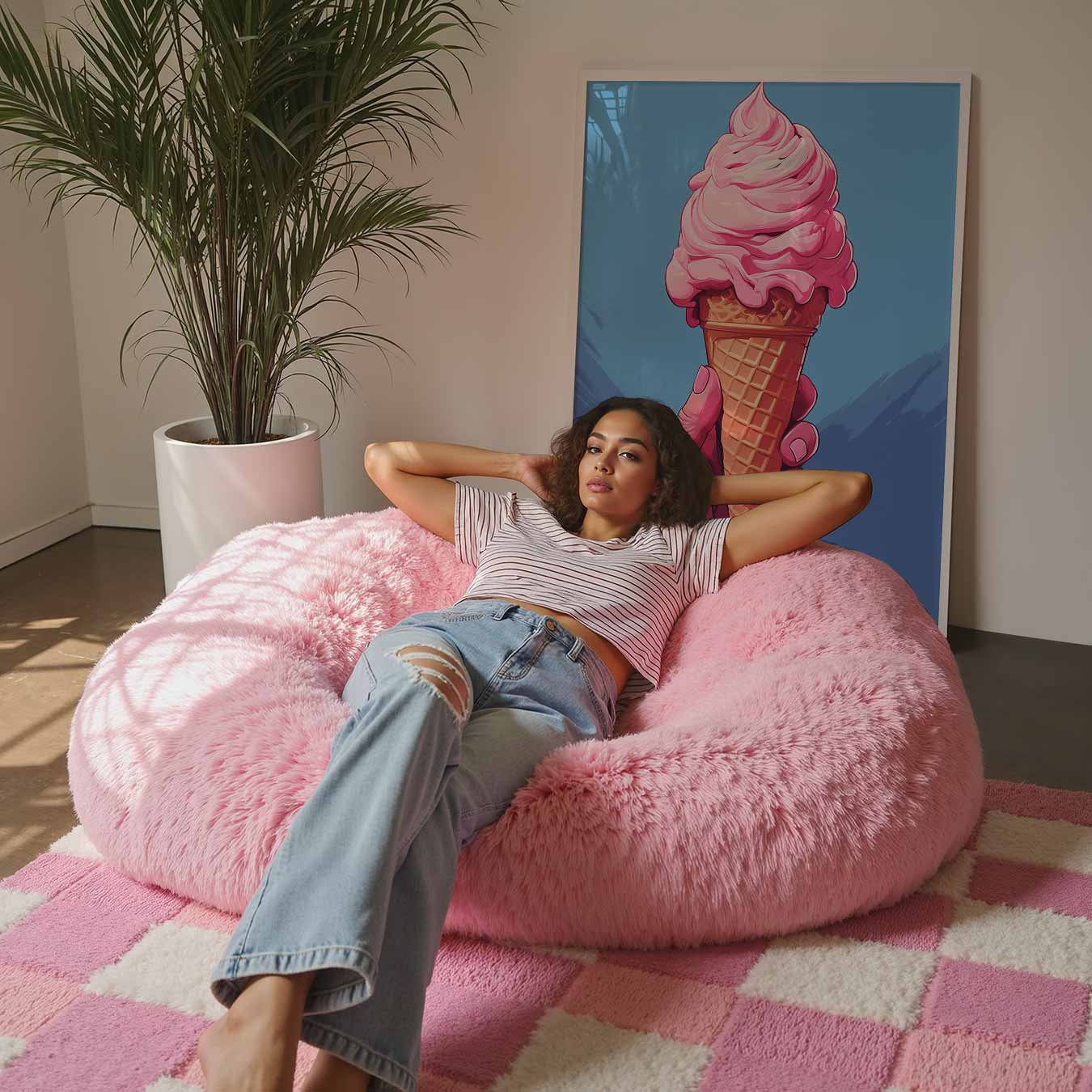 Zoete Roze IJscône Poster-WallArtistic