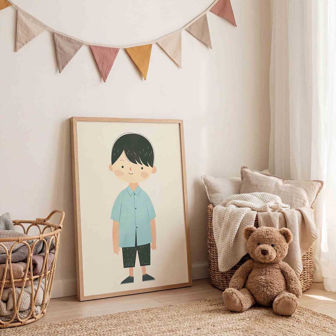 Jongen met blauwe blouse Poster