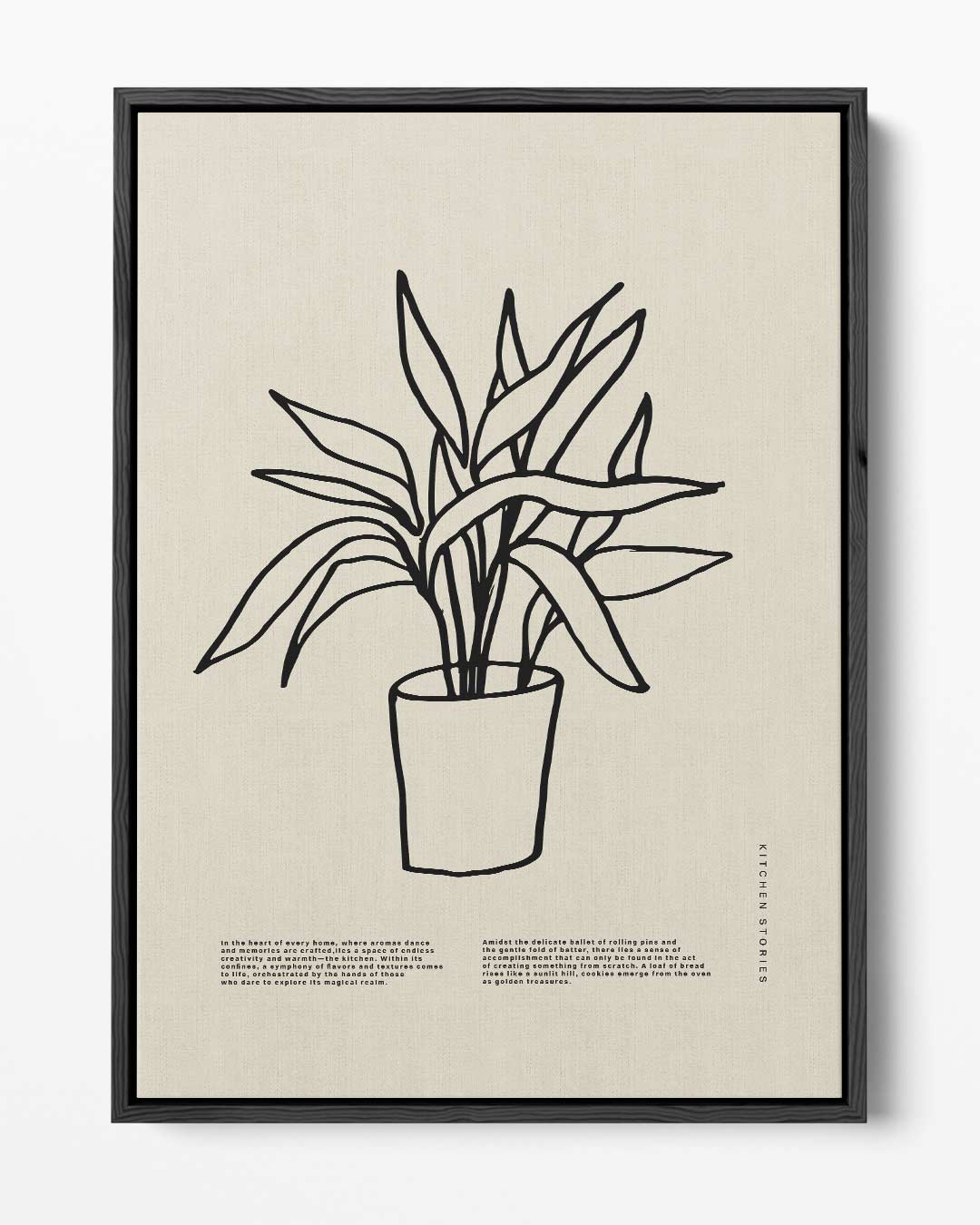 Simpele Plantenillustratie op Beigekleurige Achtergrond Kunstwerk-canvas-dibond-plexiglas-wanddecoratie-WallArtistic