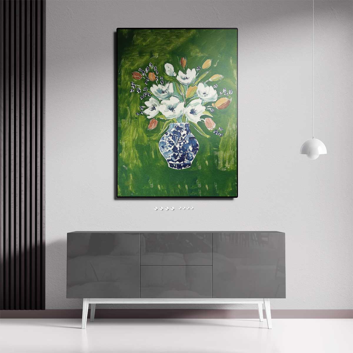Bloemenpracht in Blauwe Vaas Kunstwerk-canvas-dibond-plexiglas-wanddecoratie-WallArtistic