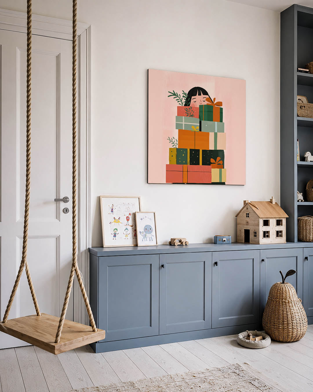 Vrolijke cadeau stapel Kunstwerk