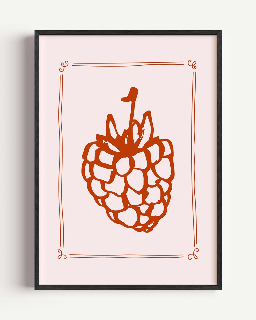 Retro Framboos Illustratie Poster-WallArtistic