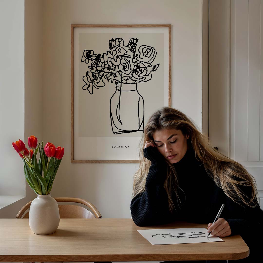 Botanische Bloemenvazen Poster-WallArtistic