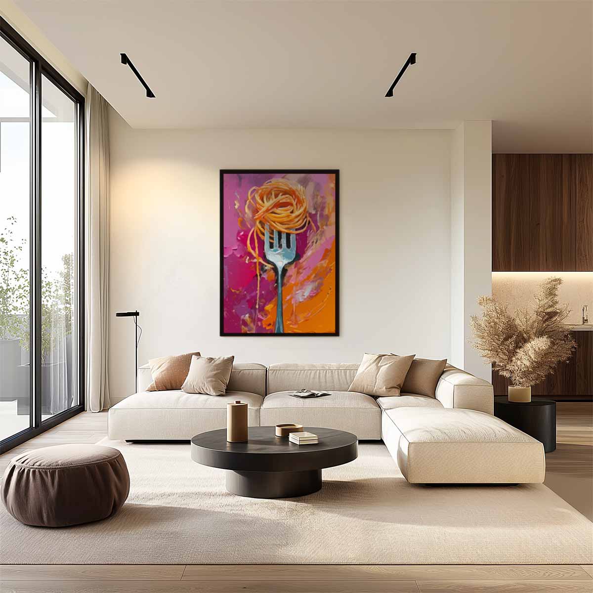 Spaghetti op een Vork Kunstwerk-canvas-dibond-plexiglas-wanddecoratie-WallArtistic