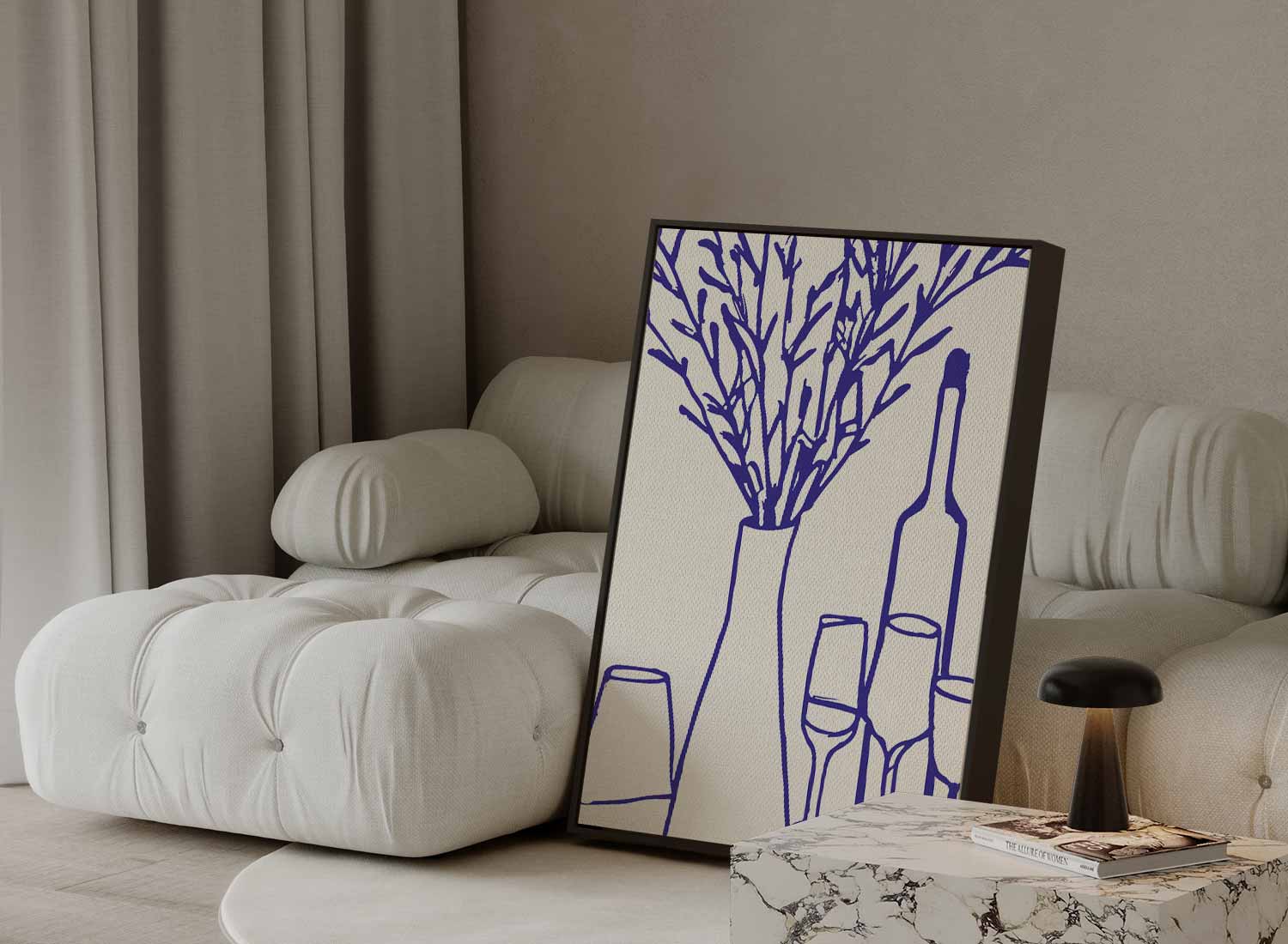 Stilleven in Blauw Kunstwerk-canvas-dibond-plexiglas-wanddecoratie-WallArtistic