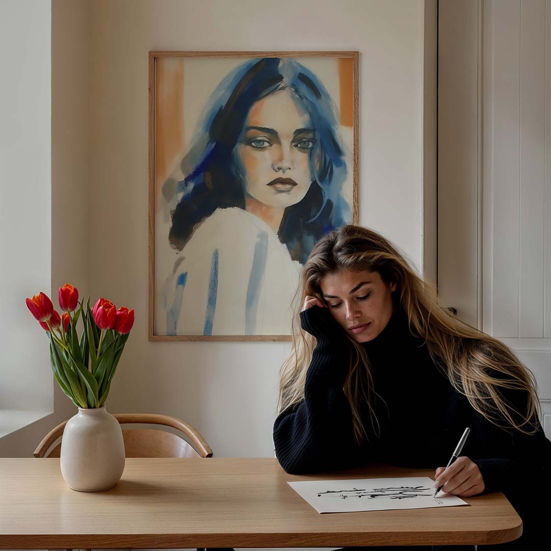 Mystieke Blauw Getinte Portretposter-WallArtistic