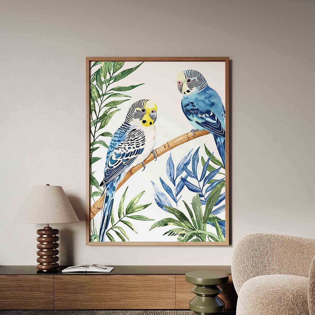 Parkieten op tak Poster