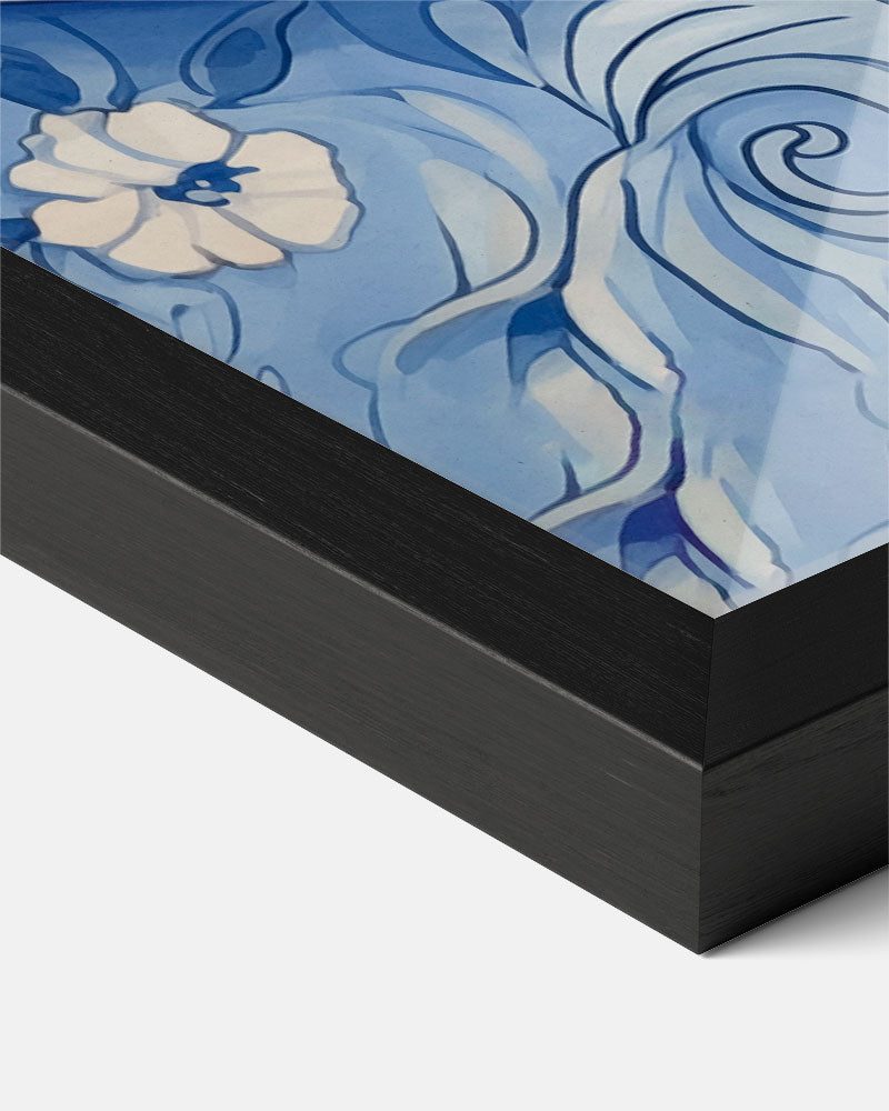 Blauwe Bloemen Koffiemok Poster-WallArtistic