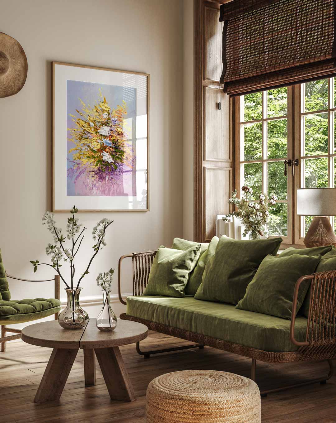 Bloemenabstract met Textuur Poster-WallArtistic