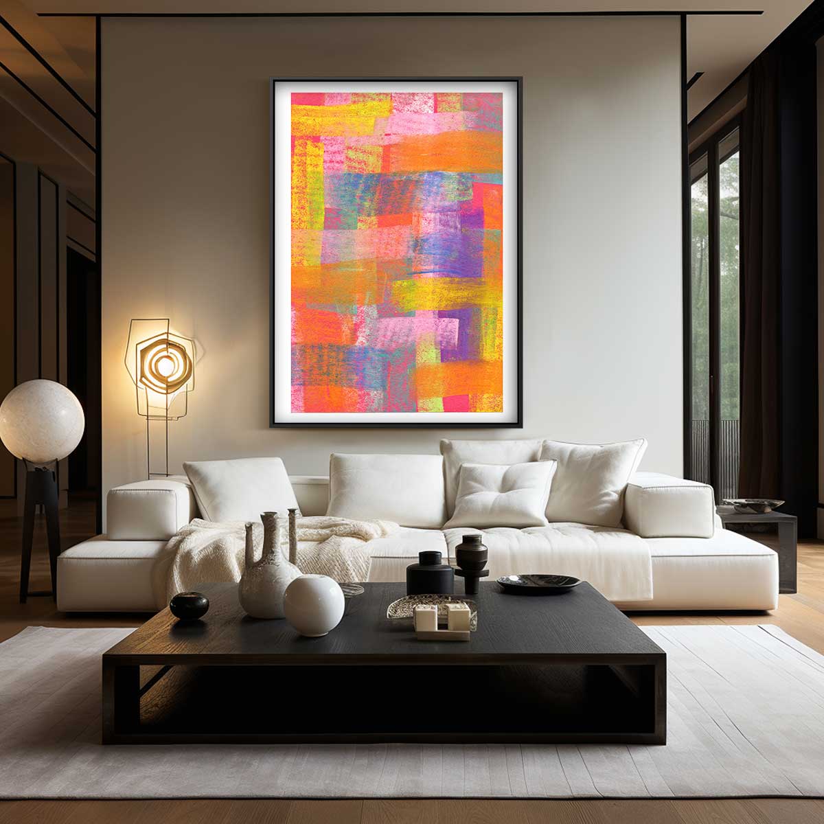 Kleurrijke Abstracte Expressie Kunstwerk-canvas-dibond-plexiglas-wanddecoratie-WallArtistic