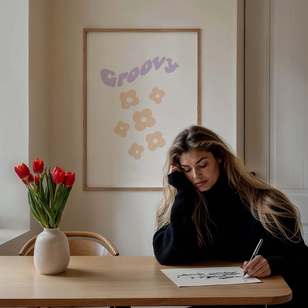 Groovy Bloemenposter-WallArtistic