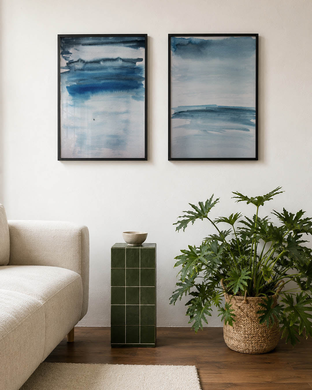 Blauwe waterverf Posterset