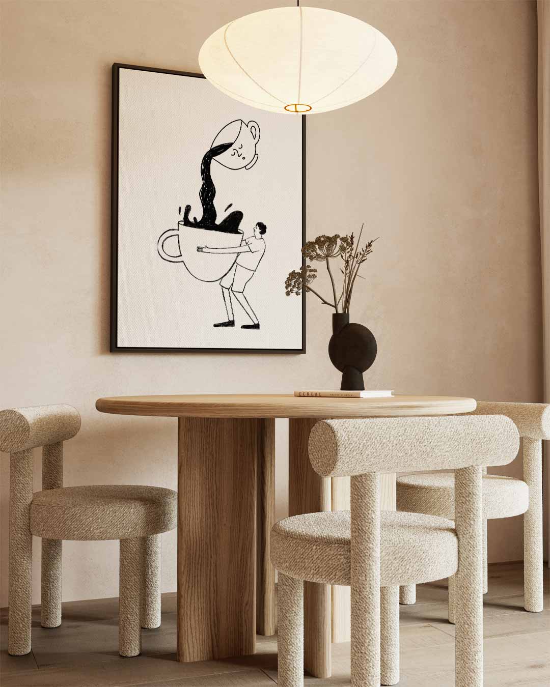 Reusachtige Koffiekop Fantasie Kunstwerk-canvas-dibond-plexiglas-wanddecoratie-WallArtistic