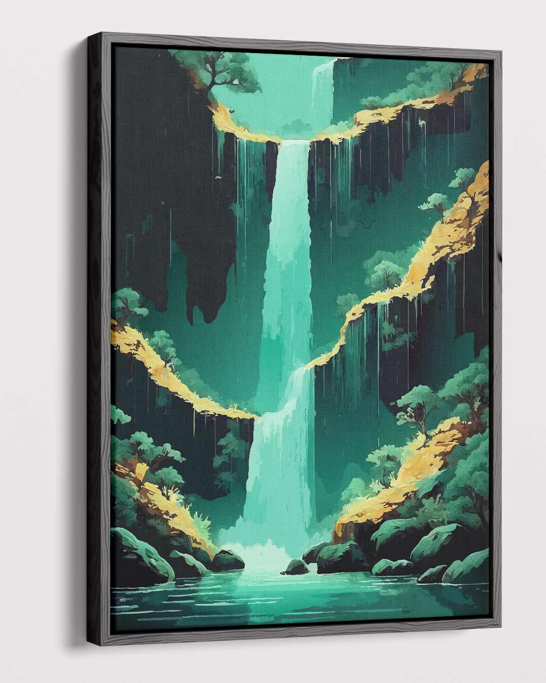 Waterval in een Tropisch Paradijs Kunstwerk-canvas-dibond-plexiglas-wanddecoratie-WallArtistic