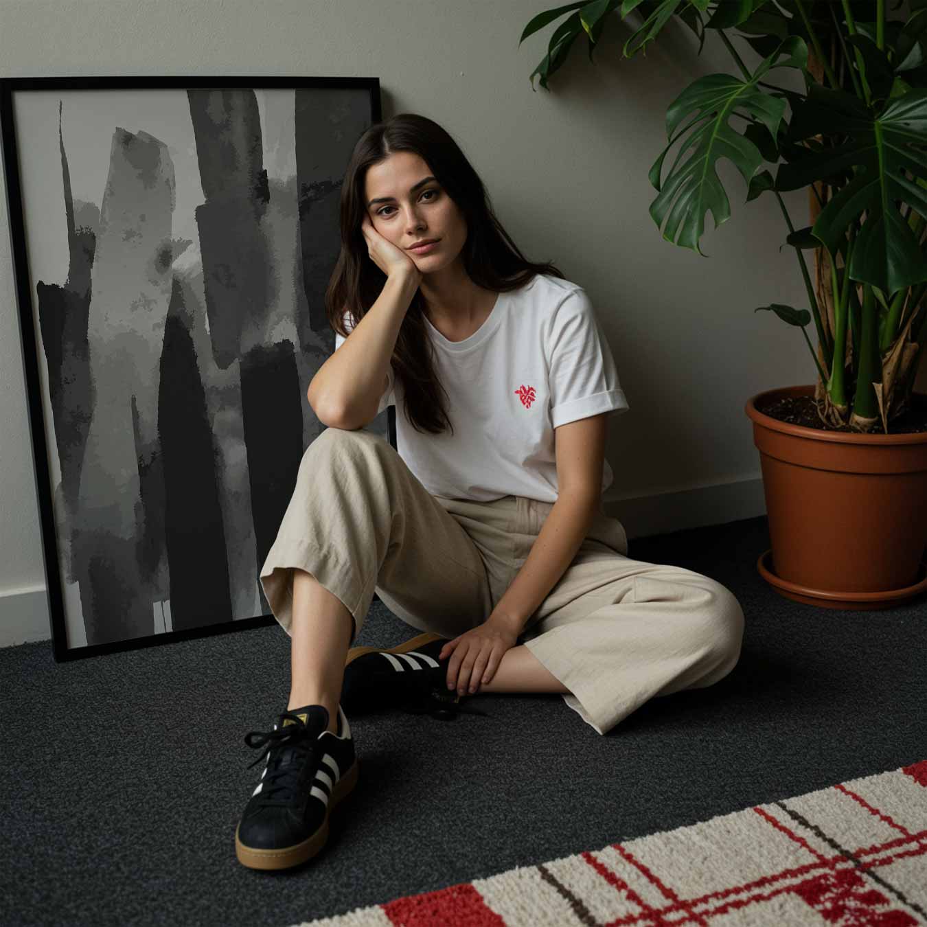 Abstracte Grijstinten Kunstposter-WallArtistic