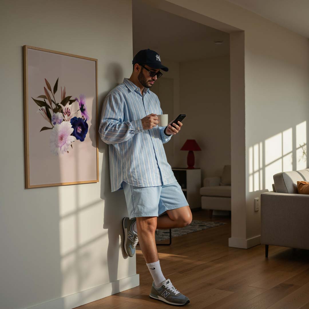 Bloemenpracht op Zacht Roze Poster-WallArtistic