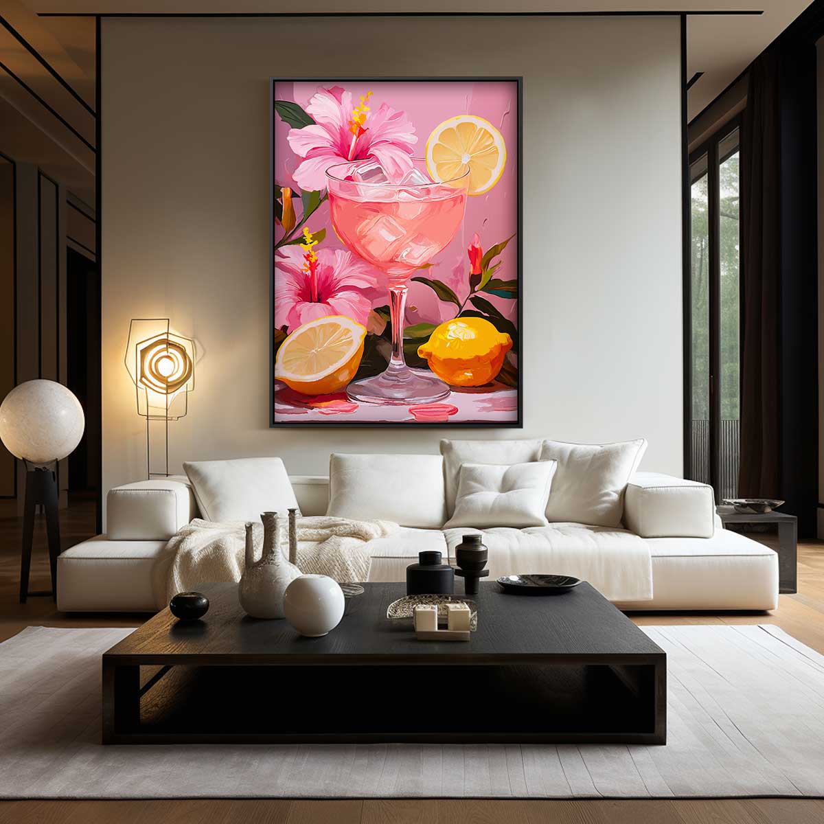 Zomerse Cocktail met Hibiscus en Citroen Kunstwerk-canvas-dibond-plexiglas-wanddecoratie-WallArtistic