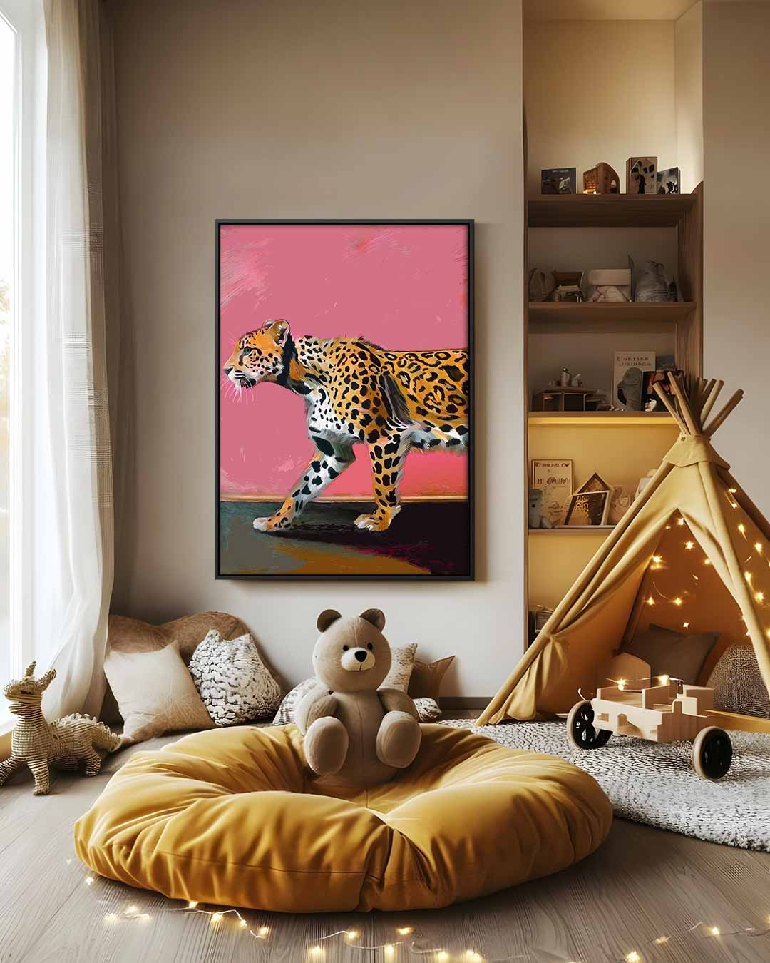 Wandeling van een Luipaard Kunstwerk-canvas-dibond-plexiglas-wanddecoratie-WallArtistic