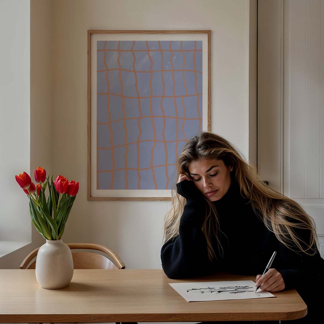 Artistieke Blauwe Rasterposter-WallArtistic