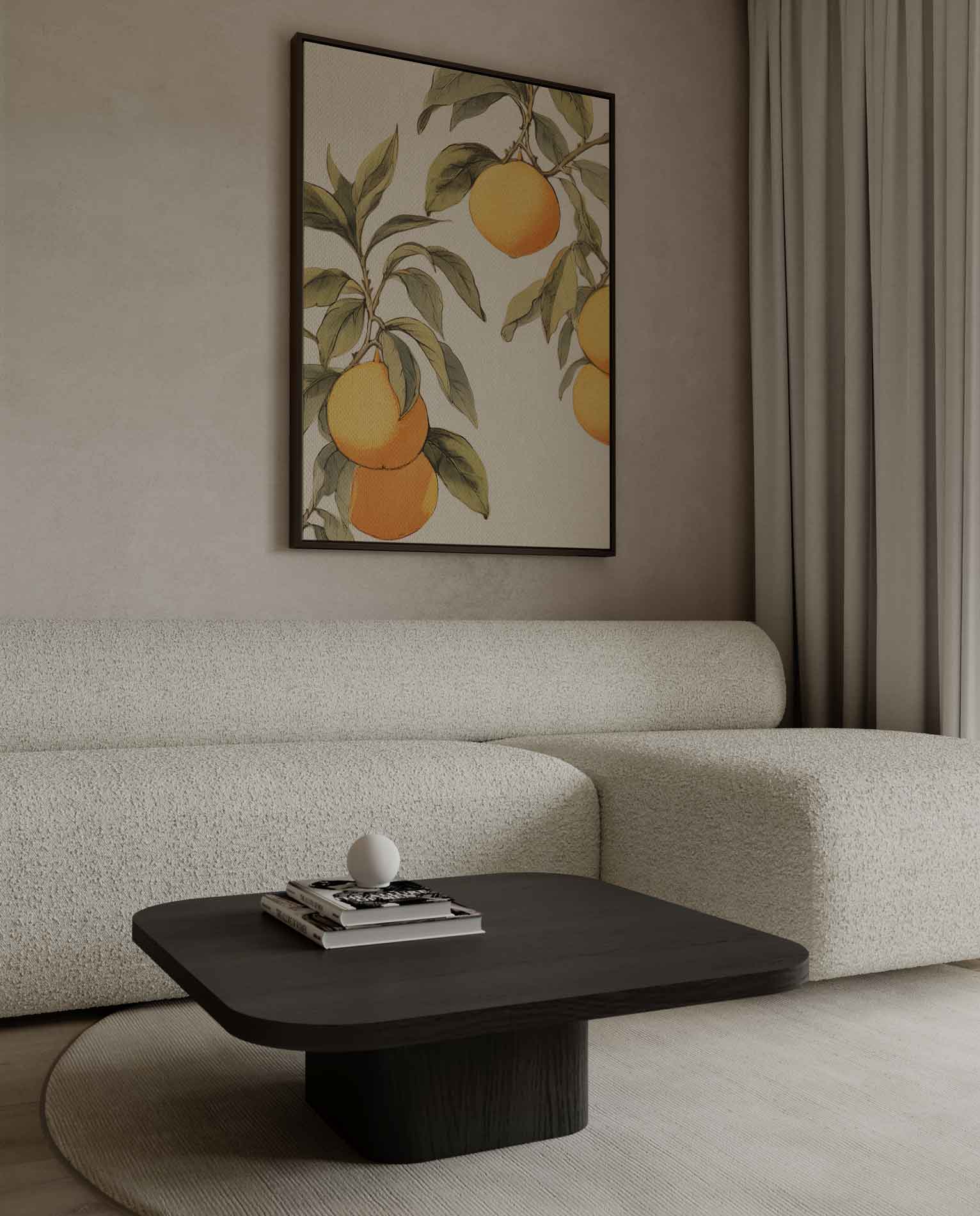 Citroenboom Illustratie Kunstwerk-canvas-dibond-plexiglas-wanddecoratie-WallArtistic